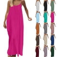 thumbnail image 1 of Bmawag Dresses for Women Fashion Plus Size Crew Neck Solid Color Sleeveless Summer Beach Maxi Dress, 1 of 9