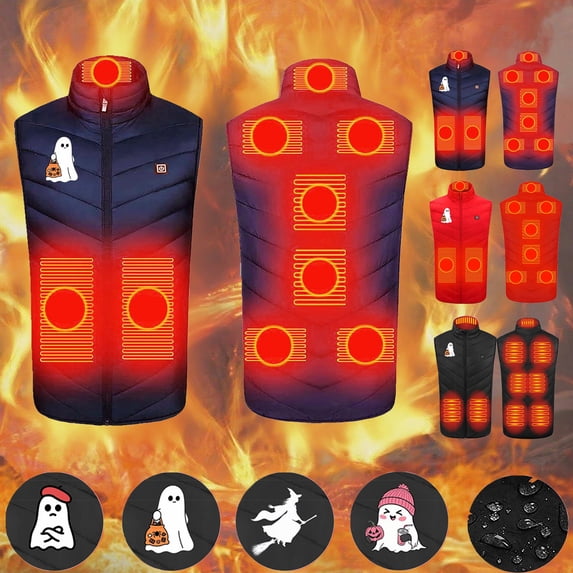 Bmawag Heated Vest 9 Heating Zones Plus Size Lightweight Unisex Heated Jacket 3 Temperature Control USB Electric Winter Coat with Pocket on Clearance Navy#01 XL