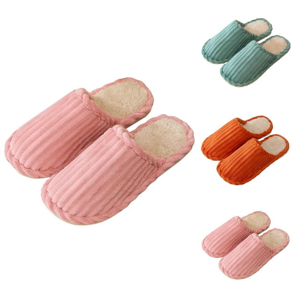 Bmawag House Slippers Round Toe Flat Heels House Slippers Women's Solid Color Plush Warm Home Indoor Fashionable Thick Heel Home Furnishing Green 40