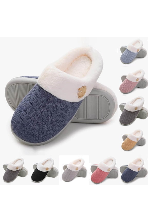 House Slippers for Women Round Toe Flat Heels Memory Foam Slippers Women's Indoor Cute Winter Home Plush Slippers Ladies' Home Furnishing Pink 44