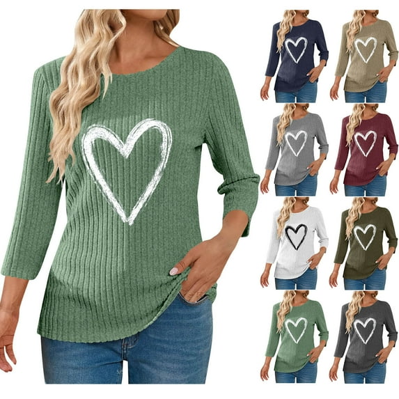 Bmawag Ladies Tops and Blouse Plus Size 3/4 Sleeve Crew Neck Solid Color Lightweight Pullover Tops Casual Loose Drawstring Sweatshirt Gray L