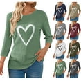thumbnail image 1 of Bmawag Ladies Tops and Blouse Plus Size 3/4 Sleeve Crew Neck Solid Color Lightweight Pullover Tops Casual Loose Drawstring Sweatshirt Green XXL, 1 of 8