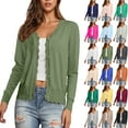 thumbnail image 1 of Bmawag Lightweight Cardigans for Women Trendy Women's Button Down Open Front V-Neck Long Sleeve Casual Loose Soft Knit Cardigan Sweaters Outerwear Army Green M, 1 of 1