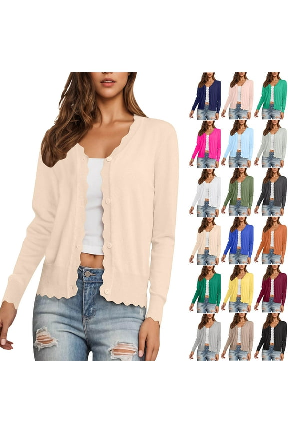 Lightweight Cardigans for Women Trendy Women's Button Down Open Front V-Neck Long Sleeve Casual Loose Soft Knit Cardigan Sweaters Outerwear Beige L