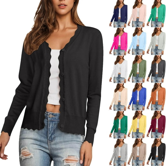 Bmawag Lightweight Cardigans for Women Trendy Women's Button Down Open Front V-Neck Long Sleeve Casual Loose Soft Knit Cardigan Sweaters Outerwear Black XL