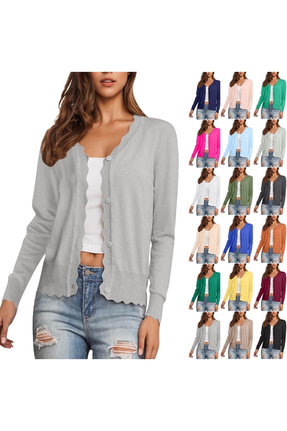 Lightweight Cardigans for Women Trendy Women's Button Down Open Front V-Neck Long Sleeve Casual Loose Soft Knit Cardigan Sweaters Outerwear Gray XL