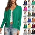 thumbnail image 1 of Bmawag Lightweight Cardigans for Women Trendy Women's Button Down Open Front V-Neck Long Sleeve Casual Loose Soft Knit Cardigan Sweaters Outerwear Green L, 1 of 1