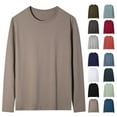thumbnail image 1 of Bmawag Men's Shirts Plus Size Long Sleeve Crew Neck Solid Color Men's Zipper Button Pullover Sweatshirts Casual Blouse/Shirt Khaki L, 1 of 5