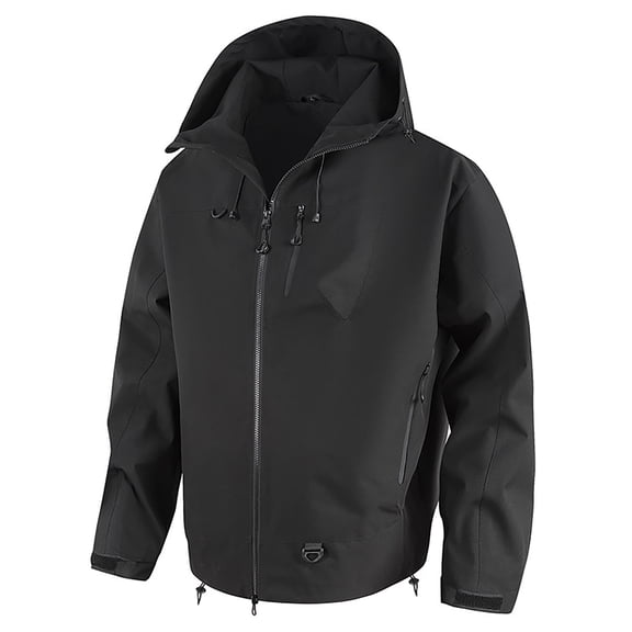 Bmawag Men's Jacket Hooded Waterproof Windproof Big and Tall Men's Solid Color Raincoats Windbreakers Multi Pockets for Sport Outdoor Hiking Gift for Men Black S