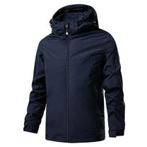 Bmawag Men's Outdoor Jacket Hooded Waterproof Windproof Big and Tall Men's Solid Color Raincoats Windbreakers with Zipper Pockets for Sport Outdoor Hiking Gift for Men M
