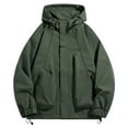thumbnail image 1 of Bmawag Men's Windproof Jacket with Hoodies Waterproof Big and Tall Men's Solid Color Raincoats Windbreakers Multi Pockets for Sport Outdoor Hiking Gift for Men Army Green XL, 1 of 5