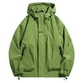 thumbnail image 1 of Bmawag Men's Windproof Jacket with Hoodies Waterproof Big and Tall Men's Solid Color Raincoats Windbreakers Multi Pockets for Sport Outdoor Hiking Gift for Men Green S, 1 of 5
