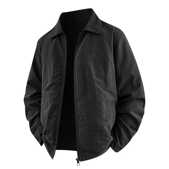 Bmawag Mens Lightweight Outdoor Jacket Hooded Waterproof Windproof Big and Tall Men's Solid Color Raincoats Windbreakers with Pockets for Sport Outdoor Hiking Gift for Men Black M