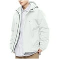 thumbnail image 1 of Bmawag Mens Outdoor Jacket with Hoodies Waterproof Windproof Fleece Lined Big and Tall Men's Solid Color Raincoats Windbreakers with Pockets for Sport Outdoor Hiking Gift for Men White XXL, 1 of 8