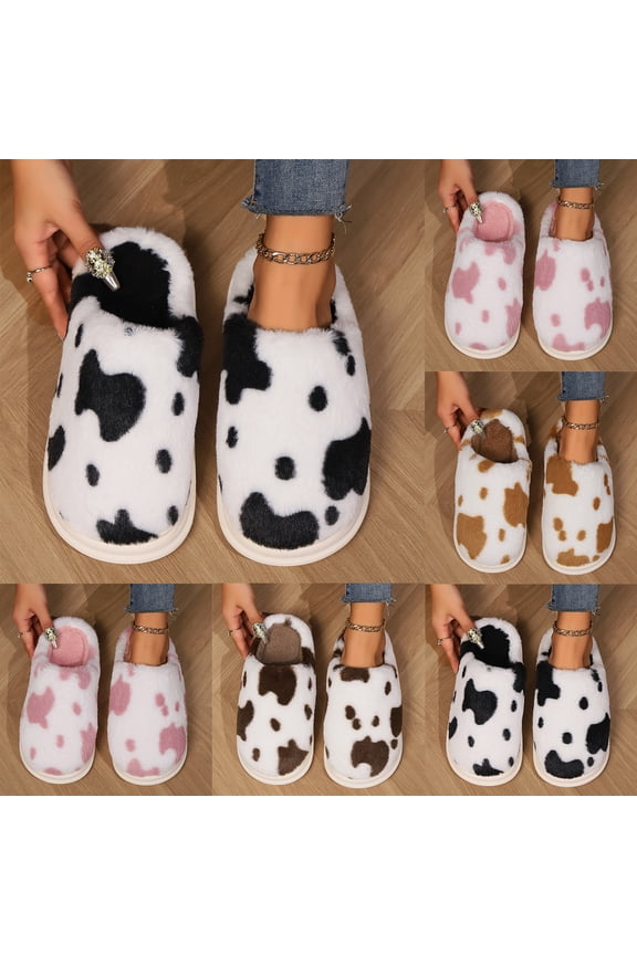 Slippers for Women Indoor Round Toe Flat Heels Non-Slip House Slippers Women's Winter Thick Heel Indoor Home Warm Fashion Plush Slippers Home Furnishing Pink 36