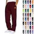 thumbnail image 1 of Bmawag Sweapants for Men with Pockets Outdoor Running Jogger Pants Elastic Waist Drawstring Workout Straight Leg Casual Solid Color Sweatpants Wine S, 1 of 4