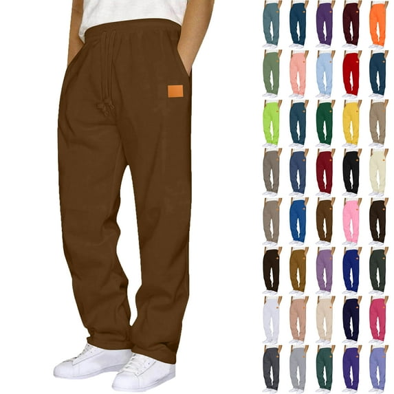 Bmawag Sweapants for Men with Pockets Outdoor Running Jogger Pants Elastic Waist Drawstring Workout Straight Leg Casual Solid Color Sweatpants