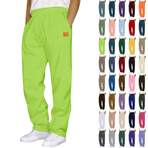 Bmawag Sweapants for Men with Pockets Outdoor Running Jogger Pants Elastic Waist Drawstring Workout Straight Leg Casual Solid Color Sweatpants