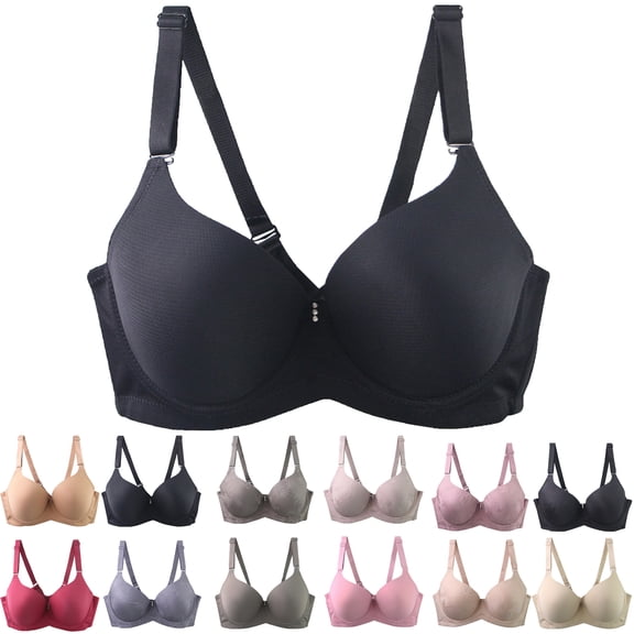 Bmawag Underwire Bras for Women Plus Size Adjustable Shoulder Straps Lace Bra Underwiree Extra-Elastic Bra Active Yoga Sports Bras Black-A 105E