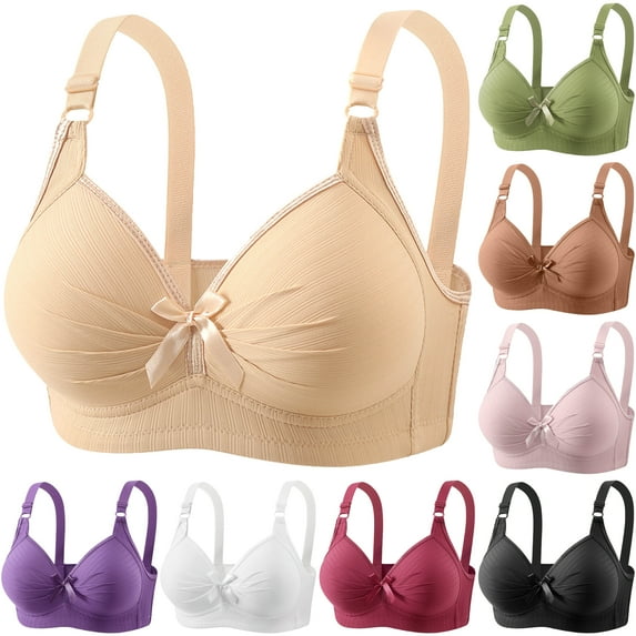 Bmawag Wirefree Bras for Women ,Plus Size Push-up Lace Bra Wirefreee Extra-Elastic Bra Adjustable Shoulder Straps Sports Bras, Beige 5XL