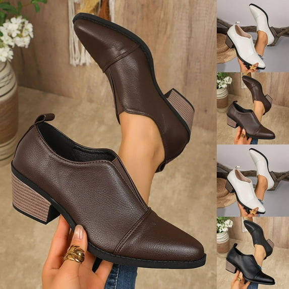 Bmawag Women Dressy Boots Pointy Toe Low Heel Mid Calf Ankle Boots Women Casual Comfort Fashion Booties Short Boots White 37
