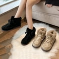 thumbnail image 1 of Bmawag Womens Boots Winter Snow Non-Slip Round Toe Flat Heels Lace-Up Mid Calf Ankle Warm Boots Women Casual Comfort Fashion Booties Short Boots Beige 41, 1 of 8