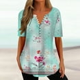 thumbnail image 1 of Bmawag Womens Summer Tops 2023 Boho Fashion V-neck Print Oversized T-shirt Trendy Casual Loose Short Sleeve Plus Size Womens Tops, Up to 65% off!, 1 of 5