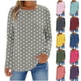 thumbnail image 1 of Bmawag Womens T-Shirts Plus Size Long Sleeve Crew Neck Polka Dot Lightweight Tops Blouses Casual Loose Women's Trendy Fashion T-Shirts Gray XL, 1 of 6