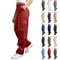 thumbnail image 1 of Bmawag Womens Trousers with Pockets Plus Size Leisure Sport Yoga Pants Elastic Waist Casual Loose Fit Solid Color Long Pants for Women, 1 of 9