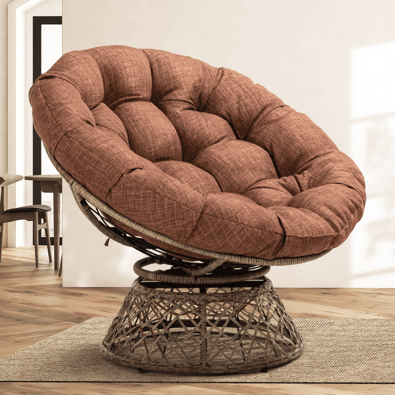 Bme 360 Swivel Comfy Papasan Chair with Fabric Cushion, Sturdy ...