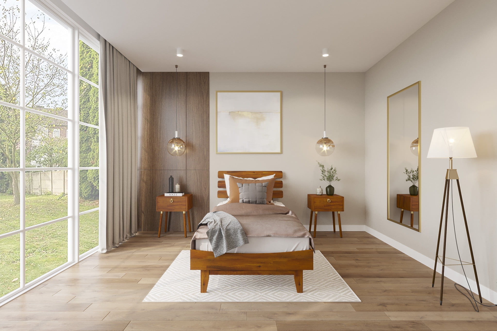 Bme Caden 15 Inch Deluxe Bed Frame with Adjustable Headboard Mid