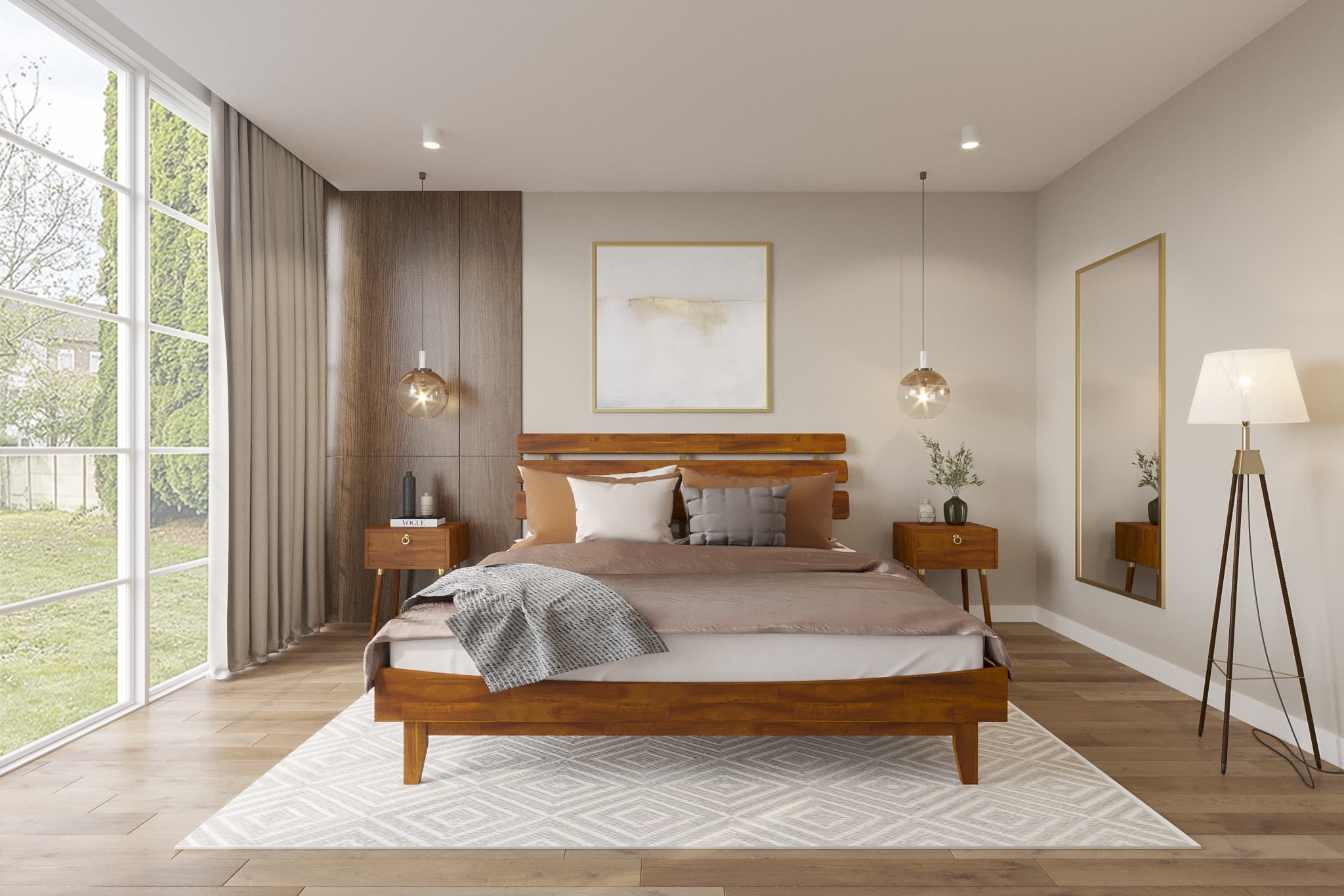 Bme Caden 15 Inch Deluxe Bed Frame with Adjustable Headboard Mid