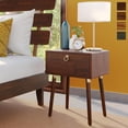 thumbnail image 1 of Caden Solid Wood Nightstand/Side Table/End Table, Fully Assembled, with 1-Drawer for Mid Century Bedroom and Living Room, Walnut, 1 of 5