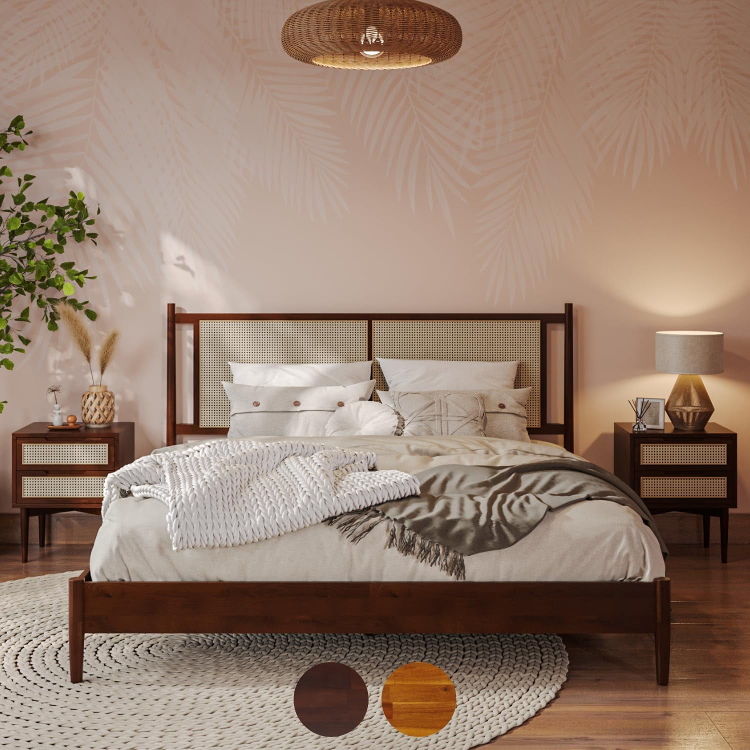 Bme Deluxe Bed Frame with Headboard - Rustic & Scandinavian Bme Deluxe Bed Frame with Headboard - Rustic & Scandinavian