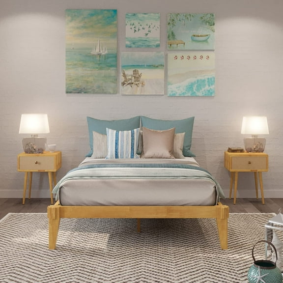 Bme Full Size | Chalipa 60x80x14in Signature Bed Frame Without Headboard, Multiple Style, Solid Wood, Natural