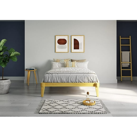 Bme Full Size | Chalipa Signature Wooden Bed Frame Without Headboard, Solid Wood, Natural