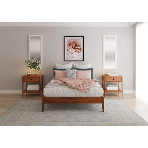 Bme Full Size | Dinkee Signature Wooden Bed Frame Without Headboard, Acacia Wood, Caramel