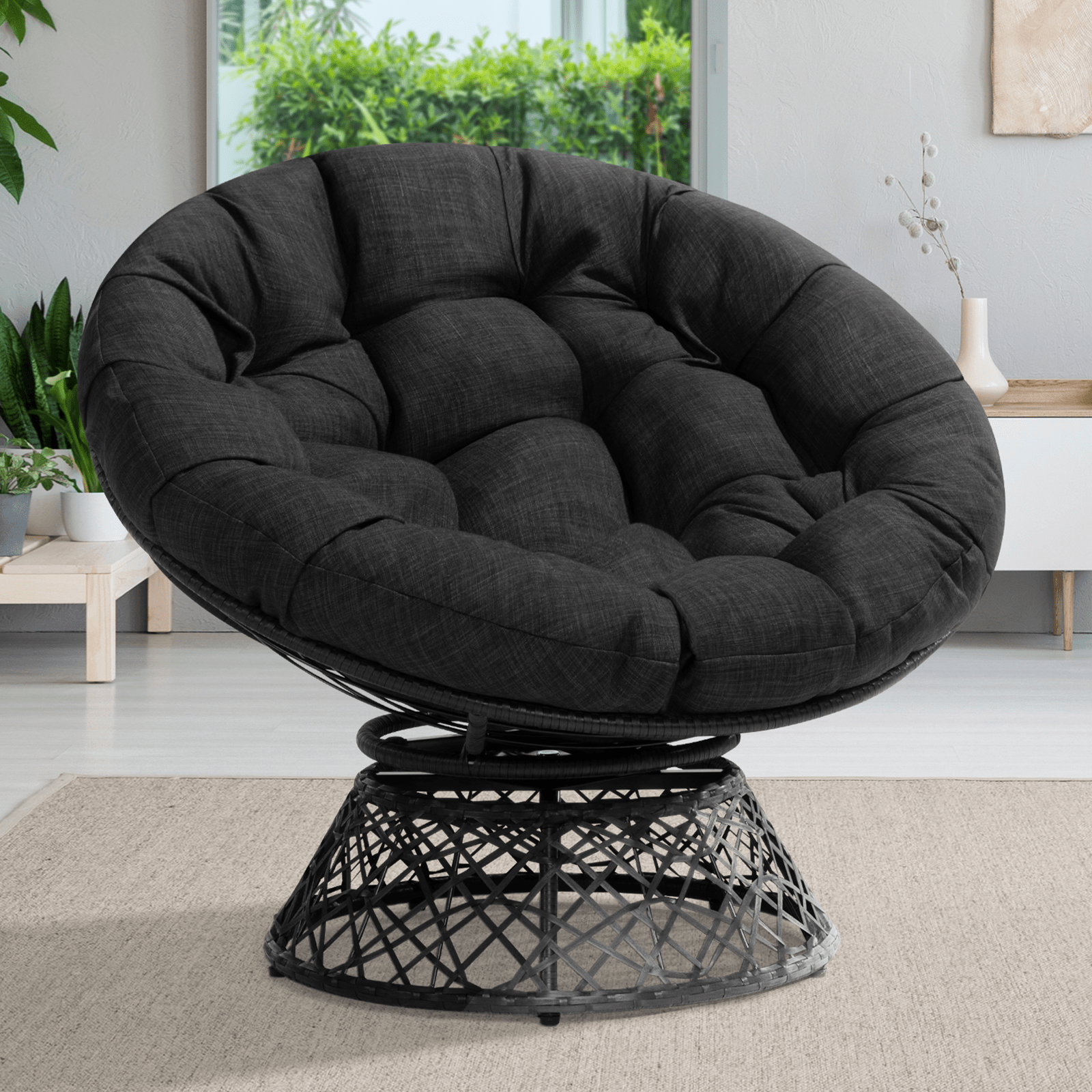 Flash Furniture Valencia Oval Comfort Series Take Ten Black Papasan