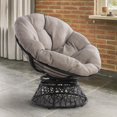 thumbnail image 1 of Bme Papasan Chair with Fabric Cushion, Metal Swivel Base, Sterling Fog - Black Frame, 1 of 7