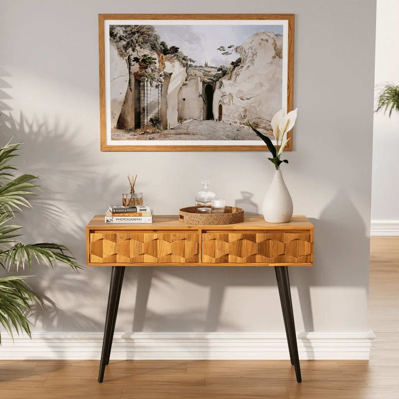 Linon Titian 42" Wide 2-Drawer Compact Console Table, Antique Tobacco ...