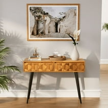 Bme Patronza Solid Wood Console Table 2 Drawers, Autumn