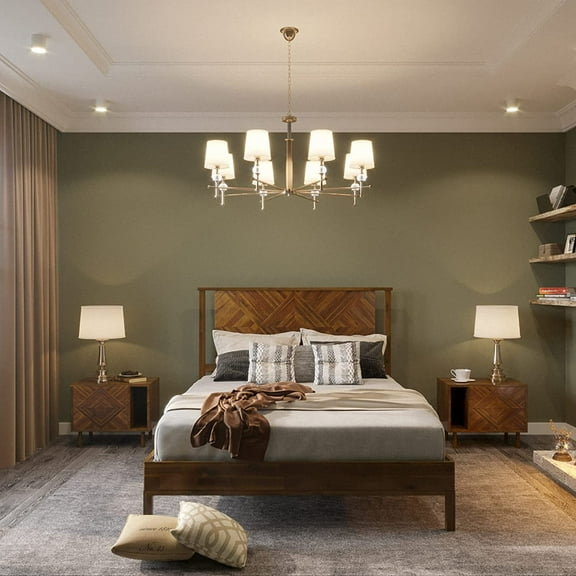 Bme Queen Size | Ethan 63x82x14in Deluxe Bed Frame with Headboard, Rustic Style, Solid Pine Wood