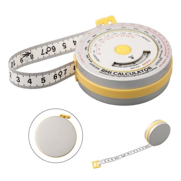 Bmi Body Mass Index Retractable Tape 150Cm Calculator Diet Tape Measures Tools Yellow