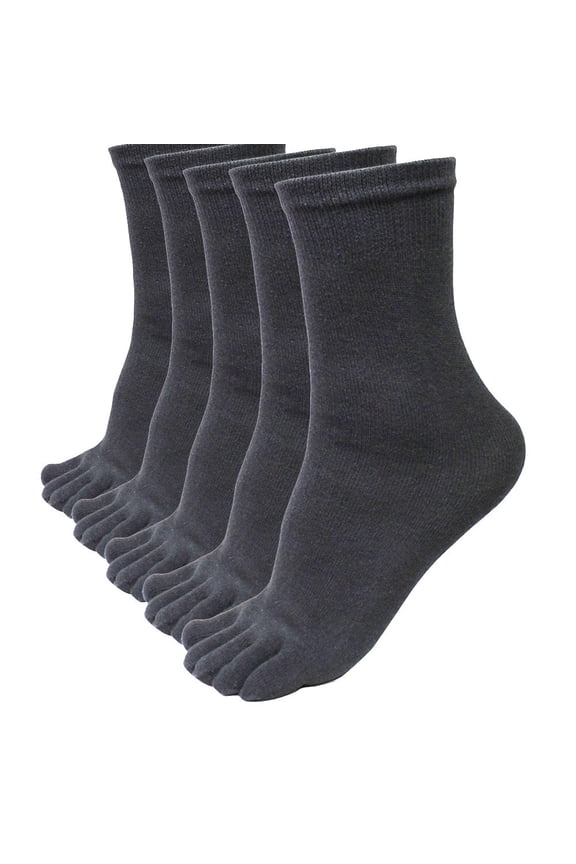 5 Pairs Men Sports Running Five Finger Toe Socks Elastic Short Soild Socks Dark gray One Size