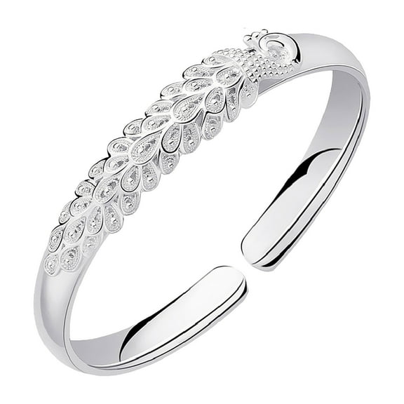 Bmisegm 925 Silver Bangle Bracelets for Women Adjustable Charm Open Bracelet Exquisite Valentines Day Bracelets Silver