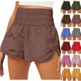 thumbnail image 1 of Bmisegm Athletic Shorts for Women Solid Color Quick Dry Workout Elastic Athletic Yoga High Waist Womens Shorts Brown M, 1 of 6