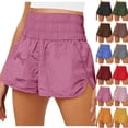 thumbnail image 1 of Bmisegm Athletic Shorts for Women Solid Color Quick Dry Workout Elastic Athletic Yoga High Waist Womens Shorts Pink M, 1 of 6