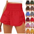 thumbnail image 1 of Bmisegm Athletic Shorts for Women Solid Color Quick Dry Workout Elastic Athletic Yoga High Waist Womens Shorts Red S, 1 of 6