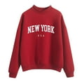 thumbnail image 1 of Bmisegm Autumn Winter O Neck Solid Color Prints Long Sleeve Pullover Sweatshirts for Women York Red S, 1 of 4