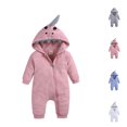thumbnail image 1 of Bmisegm Baby Bodysuit Shark Hooded Long Sleeve Romper Jumpsuit In Solid Color for Cute Outfit Baby Rompers Girl,Pink,6-9 Months, 1 of 4